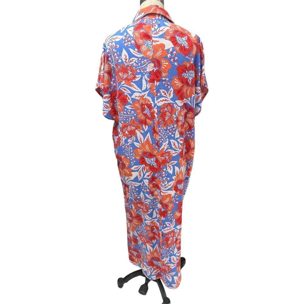 NWT Sigrid Olsen Linen Blend Floral Maxi Dress S Coastal Resort Vacation Style - Picture 4 of 5